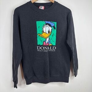 Vintage 90s Disney World Sweatshirt L Donald Duck Crewneck Retro Made in USA
